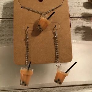 Bubble Tea Earrings and Necklace